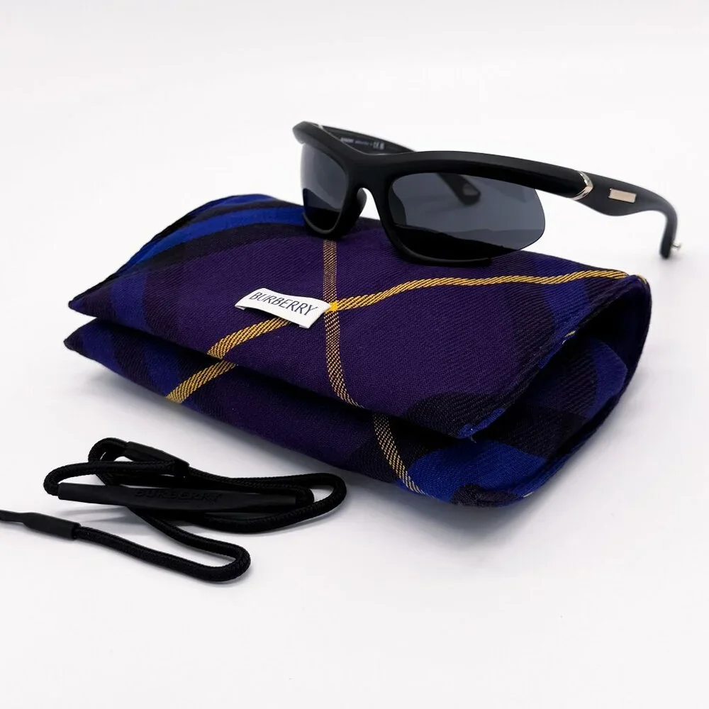 NEW BURBERRY SUNGLASSES BLACK UNISEX BE4462 3452/87 BE4462 345287 FABRIC CHAIN